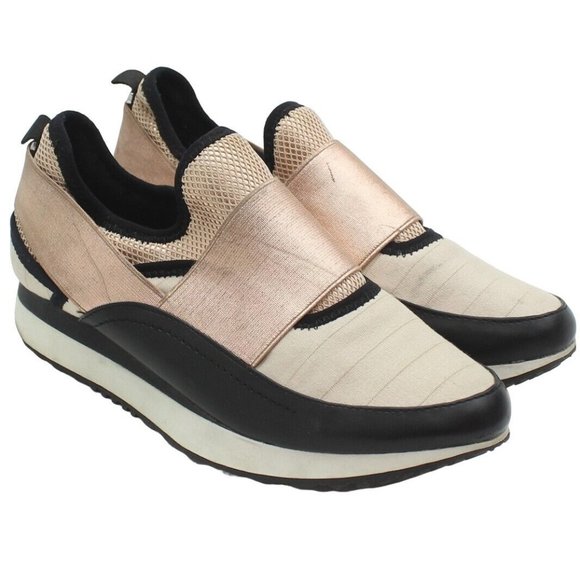 Steve Madden Shoes - STEVE MADDEN Kyra Womens Beige n Rose Gold Slip-on Retro Sneakers